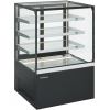 Витрина холодильная напольная, вертикальная, кондитерская, L1.20м, 3 полки стекло, +2/+10С, дин.охл., черная RAL 9005, откидной стеклопакет
