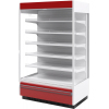 Стеллаж холодильный, пристенный, L1.95м, 5 полок, +1/+10С, дин.охл., белый+красный, фронт открытый, боковины стеклопакет, ночная шторка, подсвет, R290